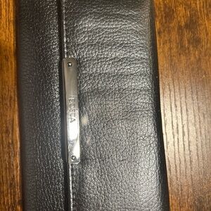 Bosca Black Leather Wallet with Silver Accent